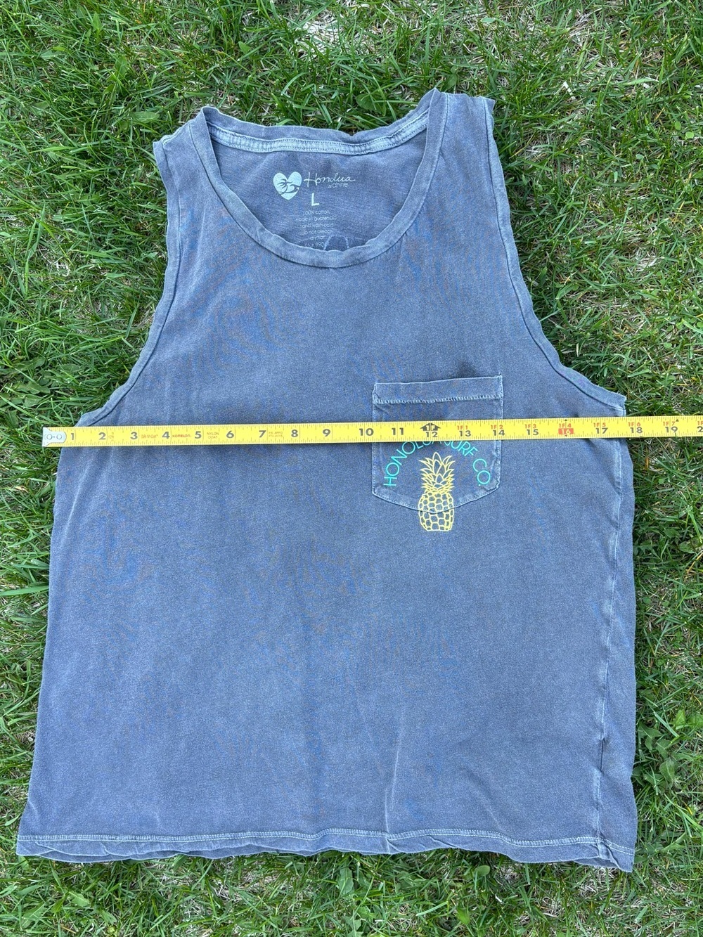 Honolua Wahine Washed Gray Tank Top Womens L Honolua Surf Co Hawaii Pineapple - Picture 5 of 7